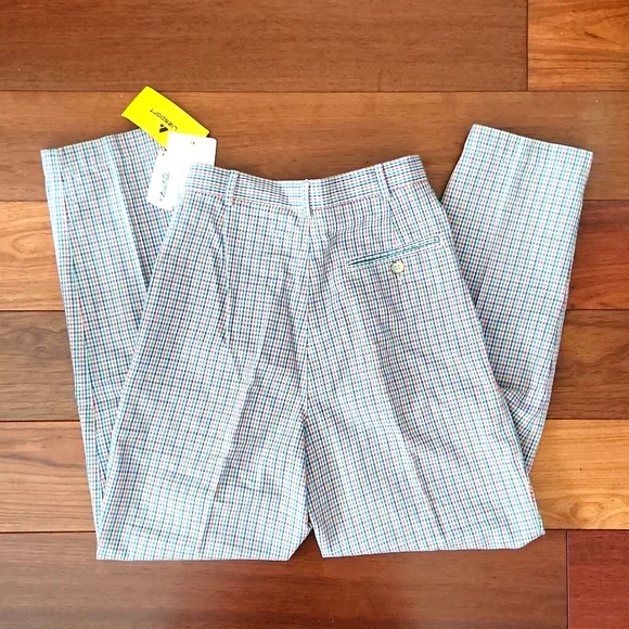 NWT Vintage Liz Claiborne Sport Red/green/blue plaid on tan trousers. Size 2P. - Picture 3 of 5